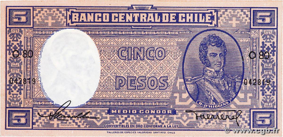 5 Pesos - 1/2 Condor CHILI  1947 P.110 SUP