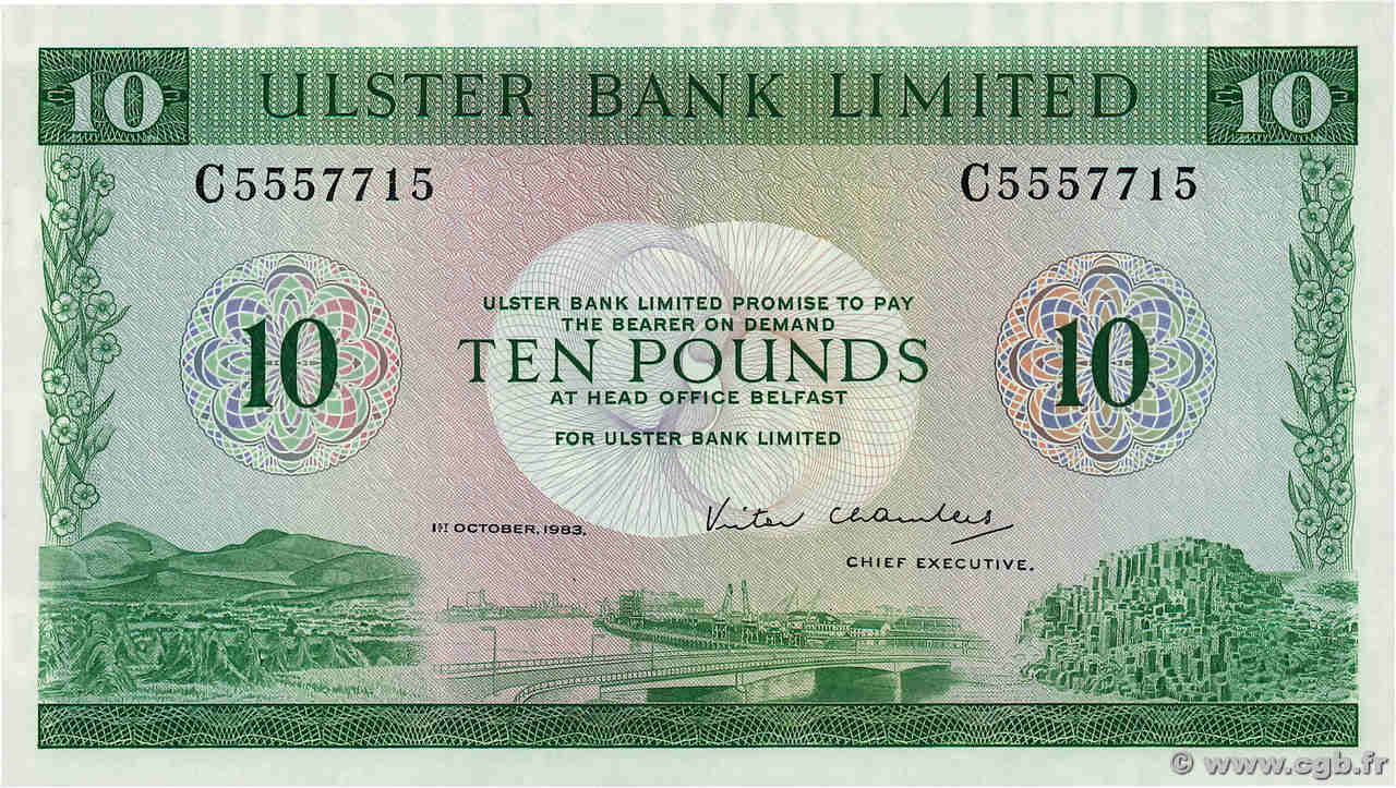 10 Pounds NORTHERN IRELAND  1983 P.327c UNC-