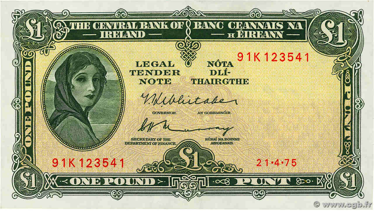 1 Pound IRLANDE  1975 P.064c pr.NEUF