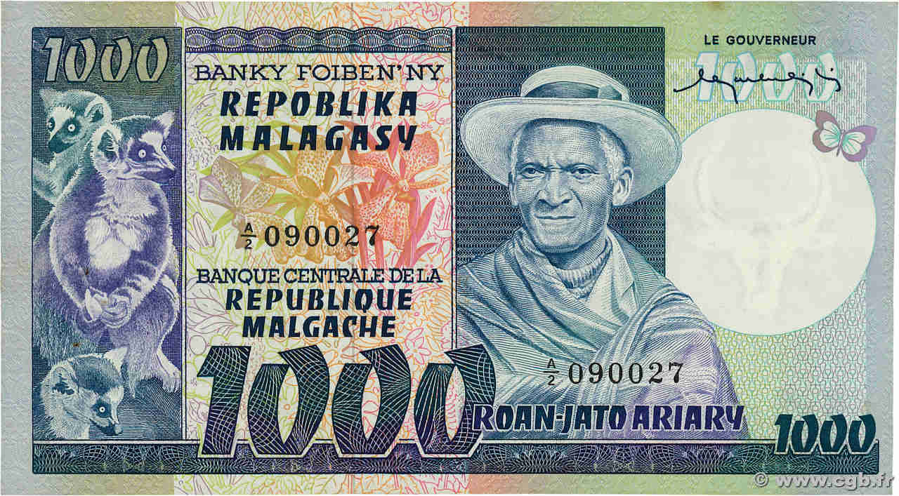 1000 Francs - 200 Ariary MADAGASCAR  1974 P.065a pr.NEUF