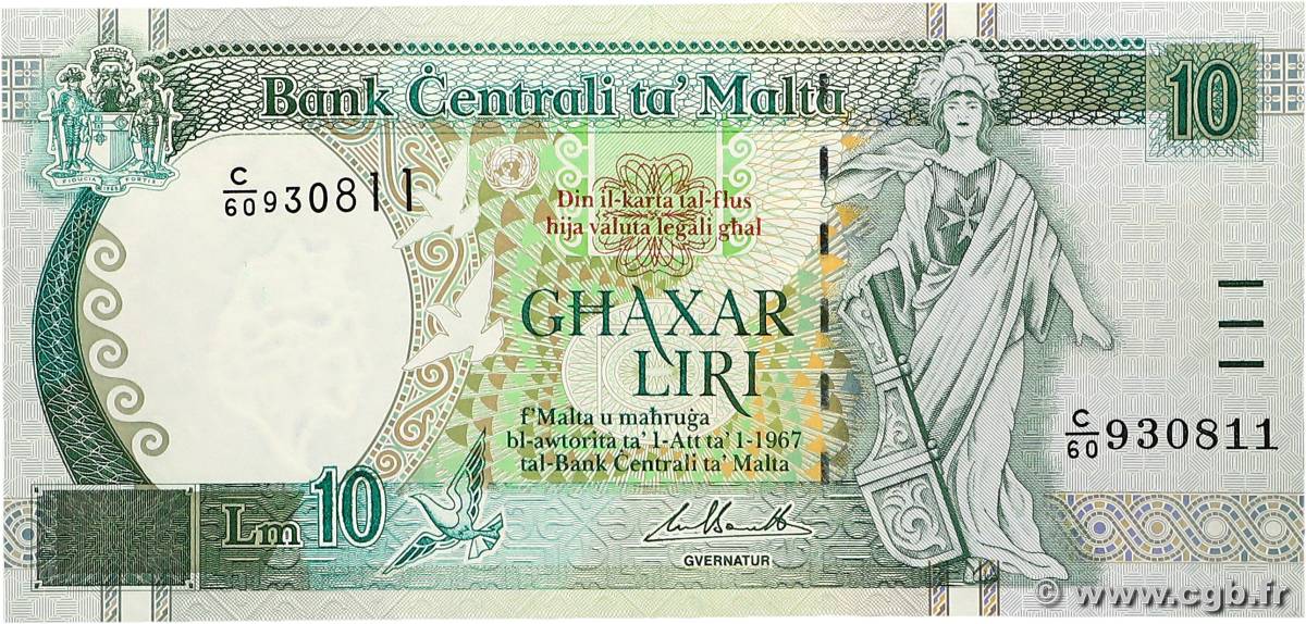 10 Liri MALTE  1994 P.47c ST