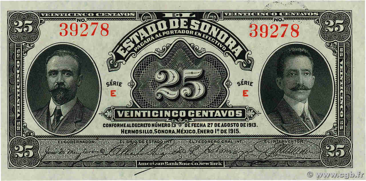 25 Centavos MEXICO  1915 PS.1069 FDC