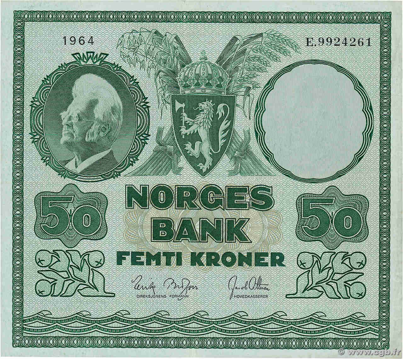 50 Kroner NORVÈGE  1964 P.32c SUP