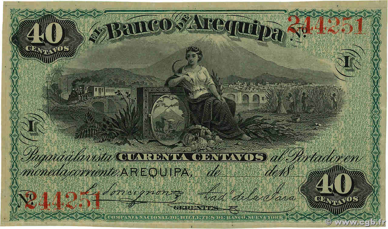 40 Centavos PÉROU  1870 PS.116 pr.NEUF