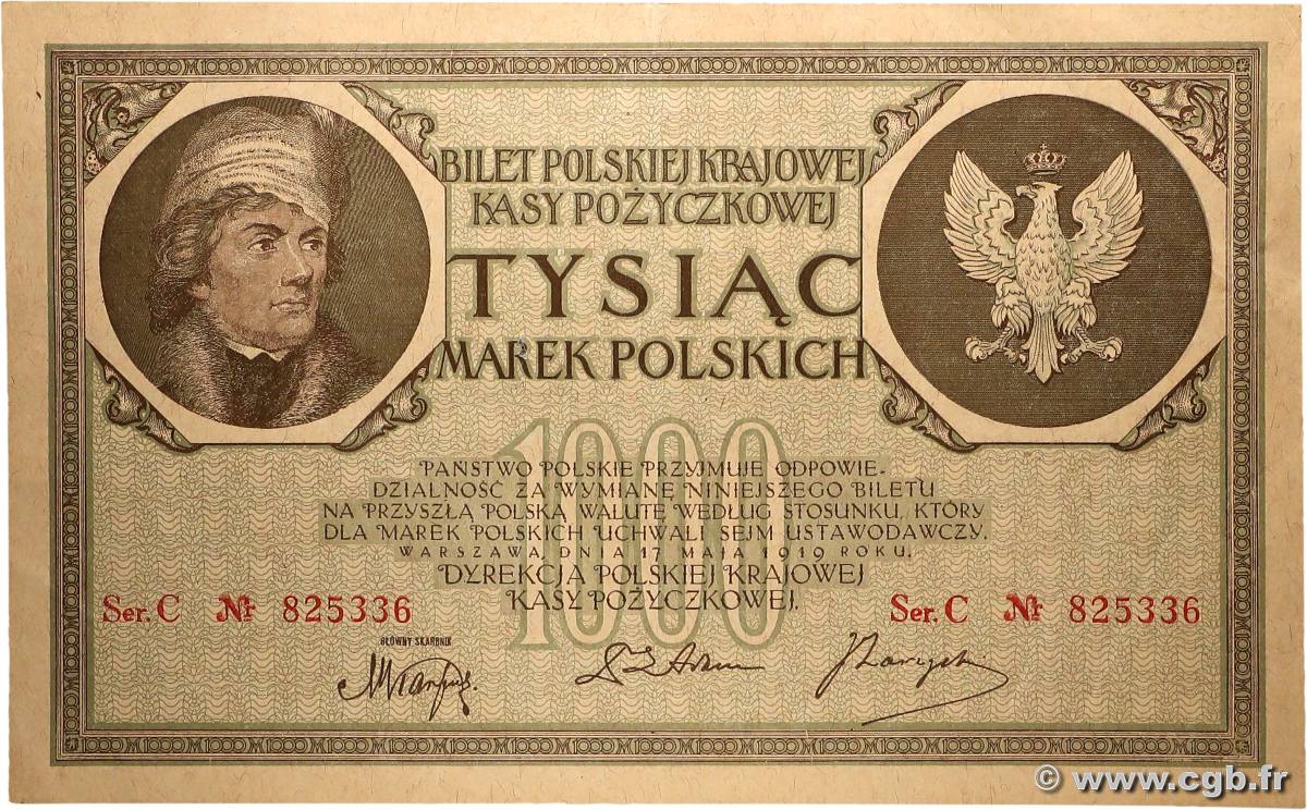 1000 Marek POLONIA  1919 P.022a SPL+