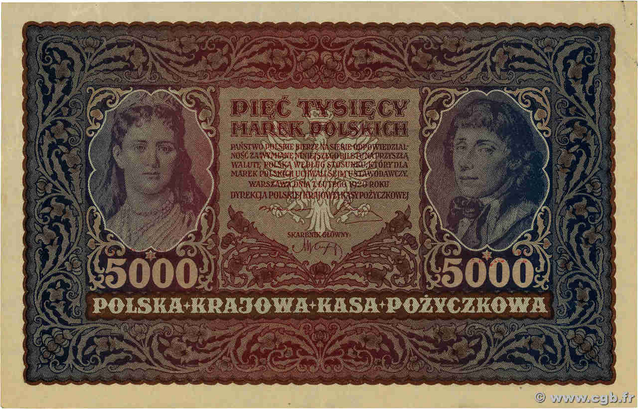 5000 Marek POLOGNE  1920 P.031 pr.SPL