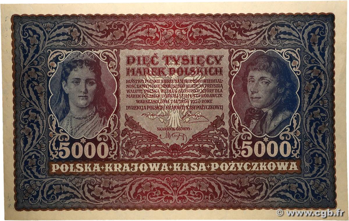 5000 Marek POLOGNE  1920 P.031 pr.NEUF