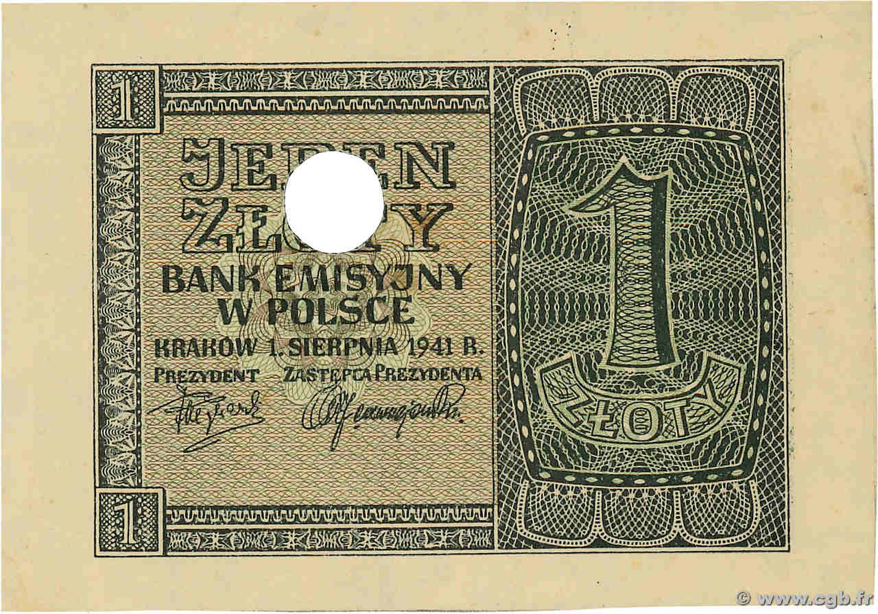 1 Zloty Épreuve POLOGNE  1941 P.099 SPL+