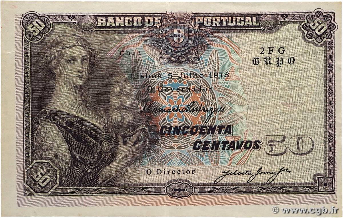 50 Centavos PORTUGAL  1918 P.112b SUP+