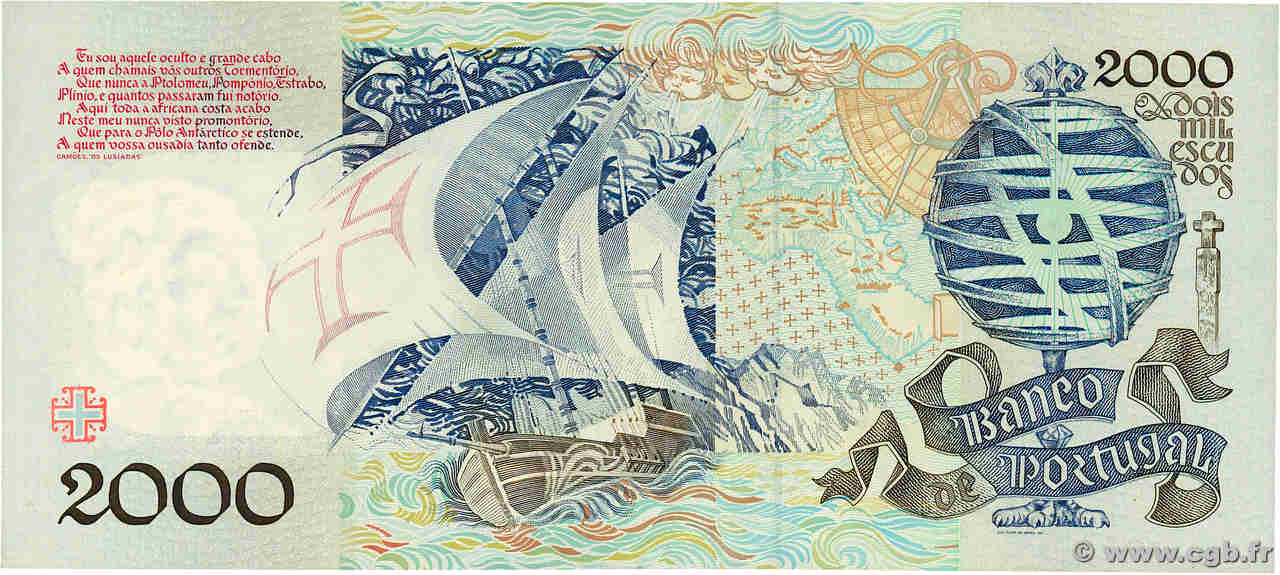 2000 Escudos PORTUGAL 1992 P.186c 531762 Banknotes