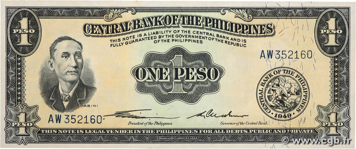 1 Peso FILIPINAS  1949 P.133b FDC