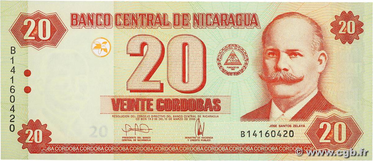 20 Cordobas NICARAGUA  2006 P.197 UNC