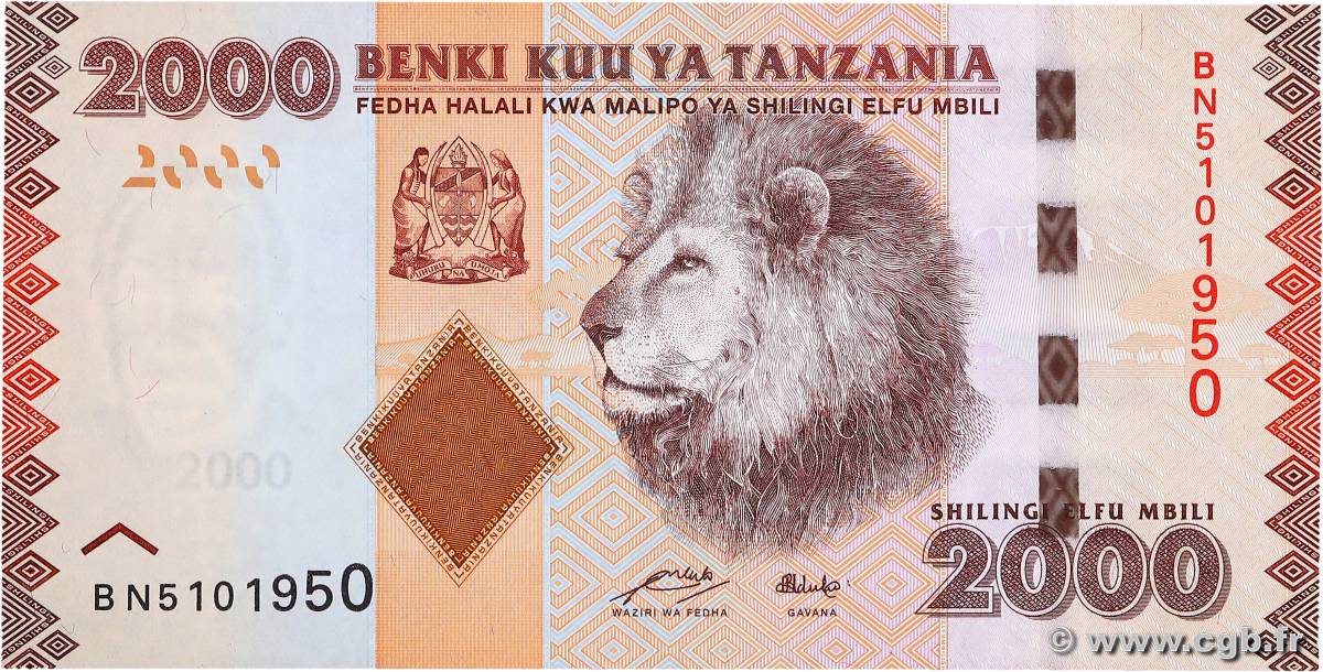 2000 Shilingi TANZANIE  2010 P.42a NEUF