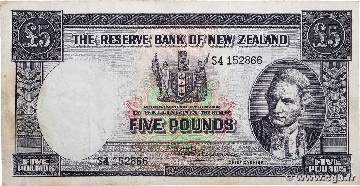 5 Pounds NEW ZEALAND  1967 P.160d F+