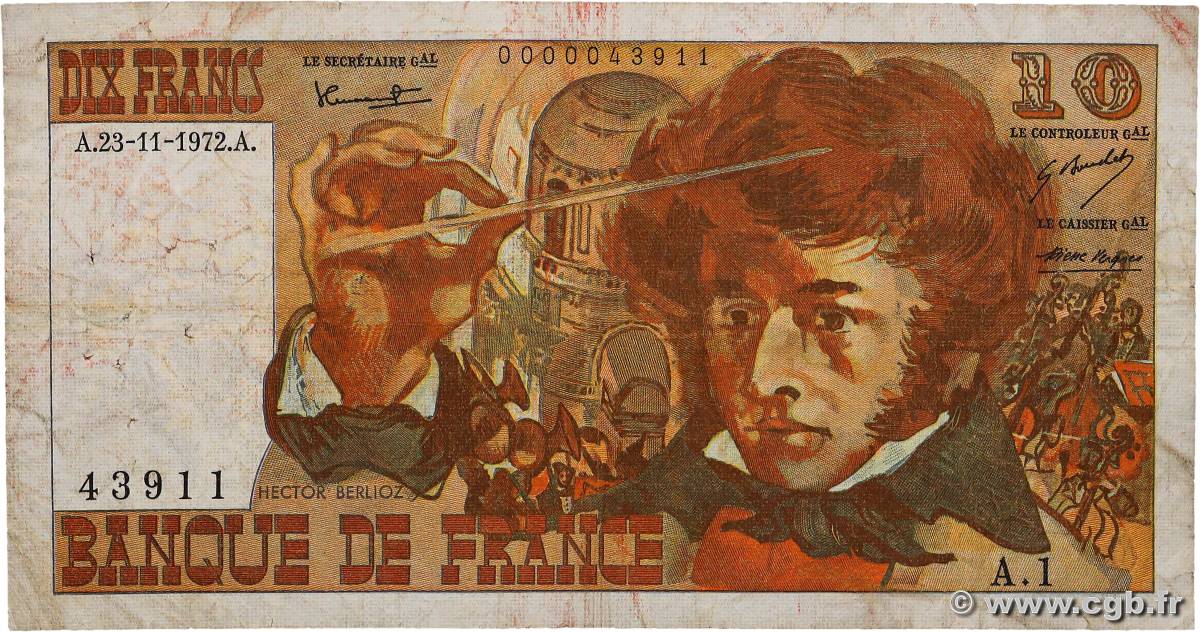 10 Francs BERLIOZ Petit numéro FRANCE  1972 F.63.01A1 VG