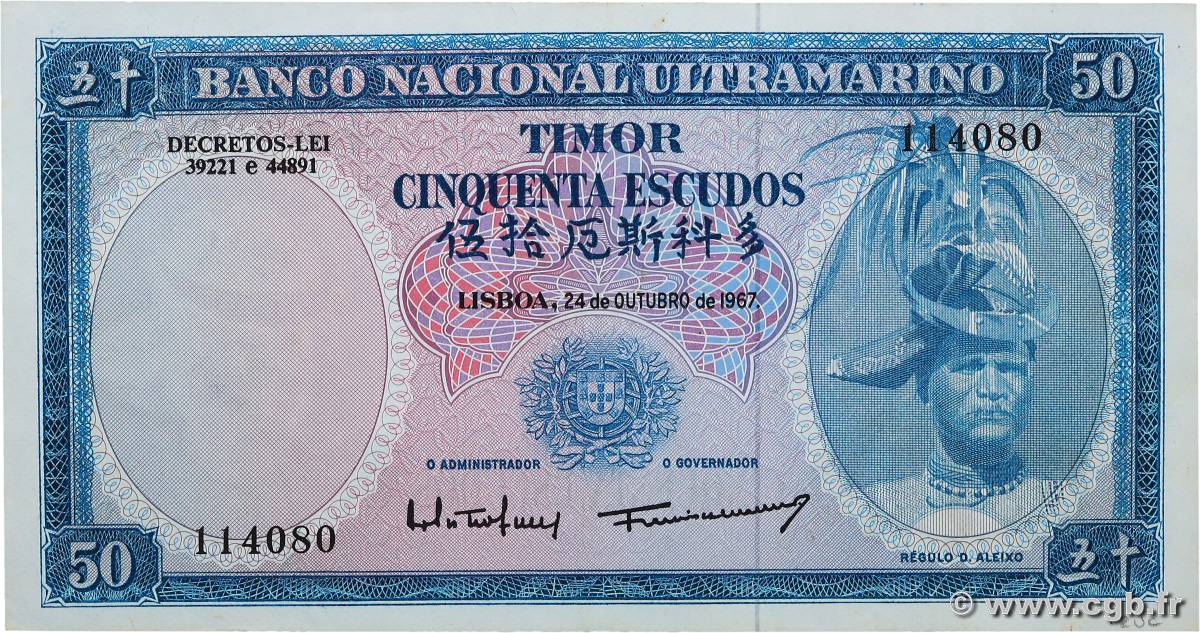 50 Escudos TIMOR  1967 P.27a XF+