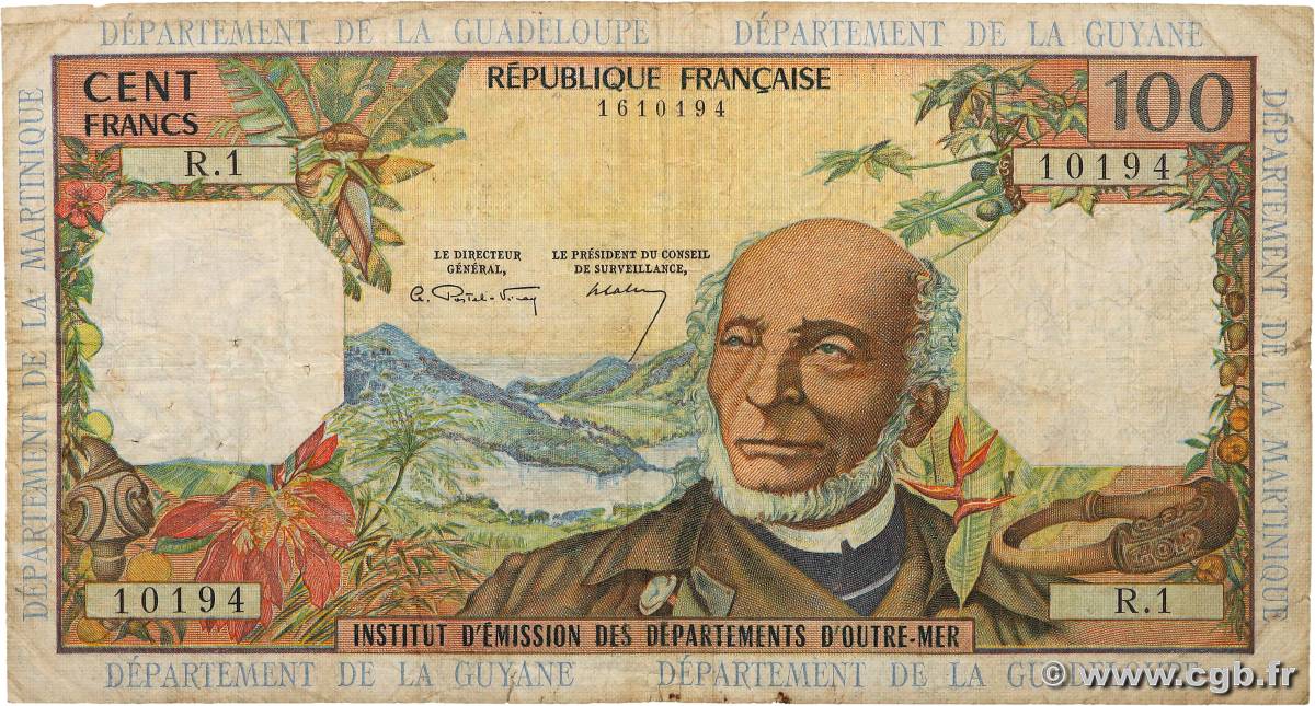 100 Francs ANTILLES FRANÇAISES  1966 P.10a TB