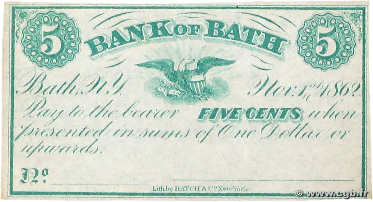 5 Cents ÉTATS-UNIS D AMÉRIQUE Bath 1862  SPL+