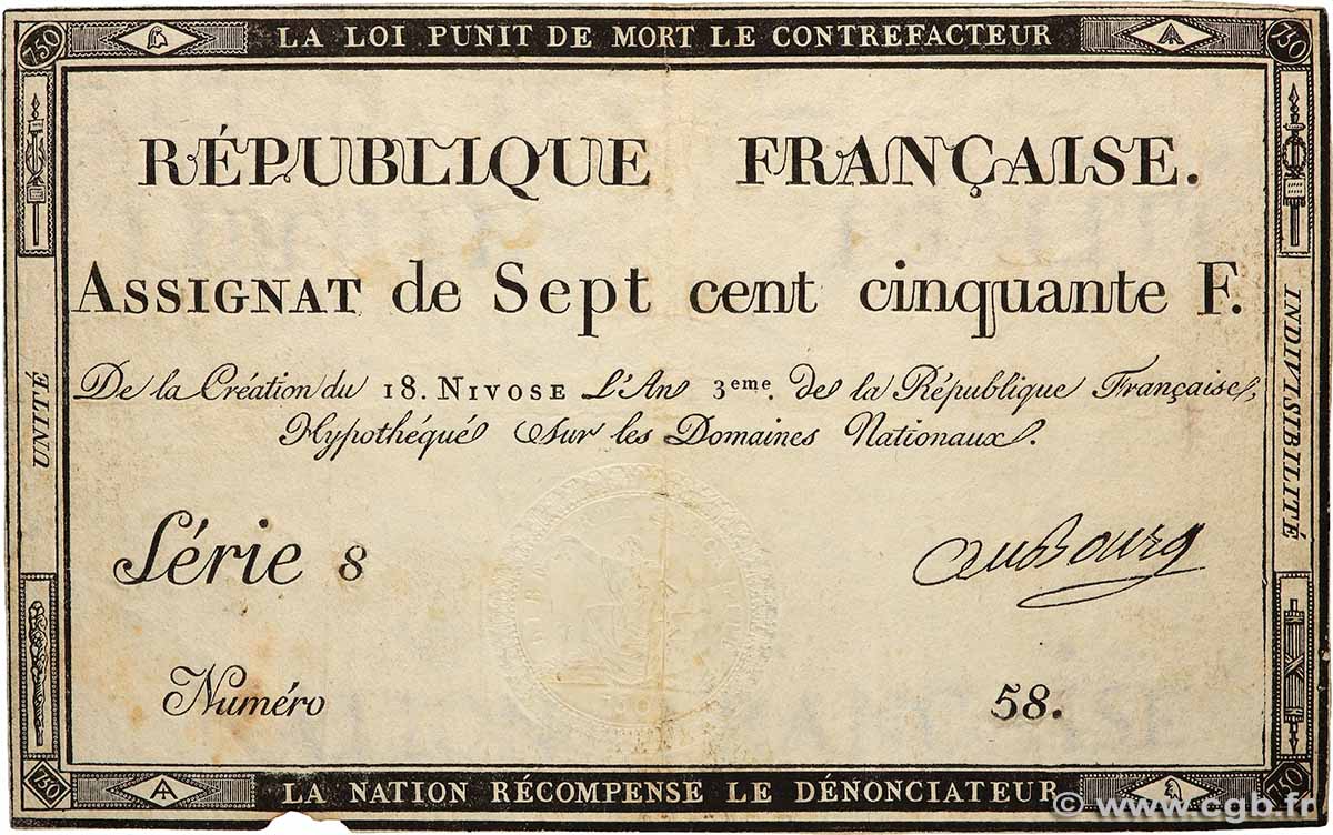 750 Francs FRANCE  1795 Ass.49a TTB+