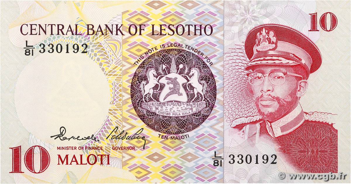 10 Maloti LESOTHO  1984 P.06b UNC