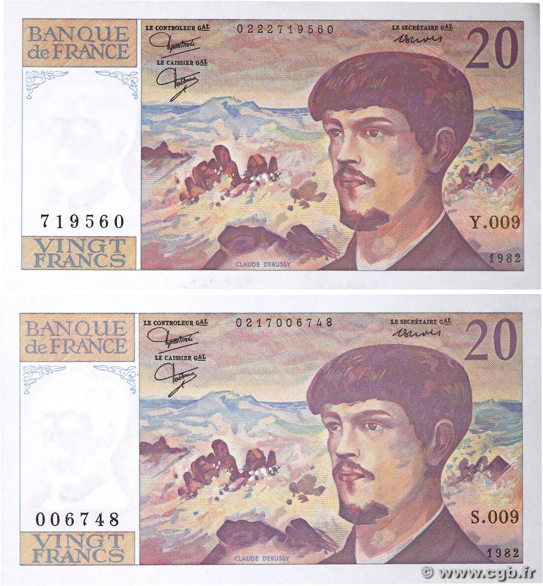 20 Francs DEBUSSY Lot FRANCE  1982 F.66.03 pr.NEUF