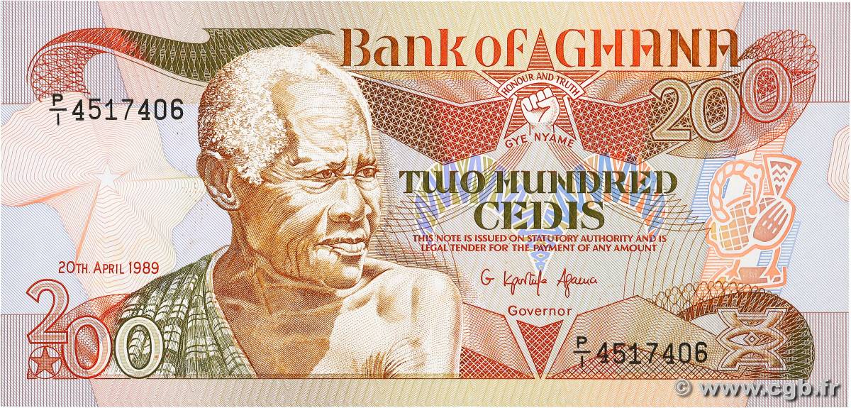 200 Cedis GHANA  1989 P.27b q.FDC