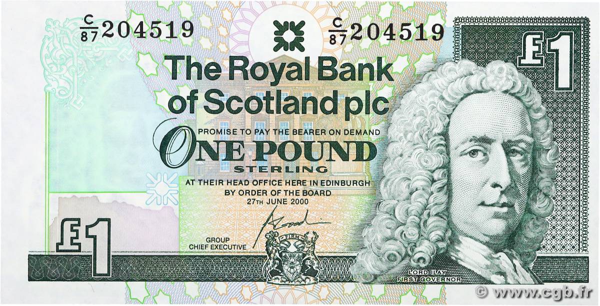 1 Pound SCOTLAND  2000 P.351e FDC