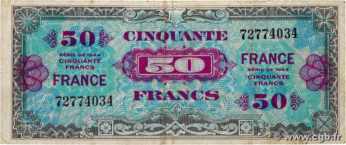 50 Francs FRANCE FRANKREICH  1945 VF.24.01 S