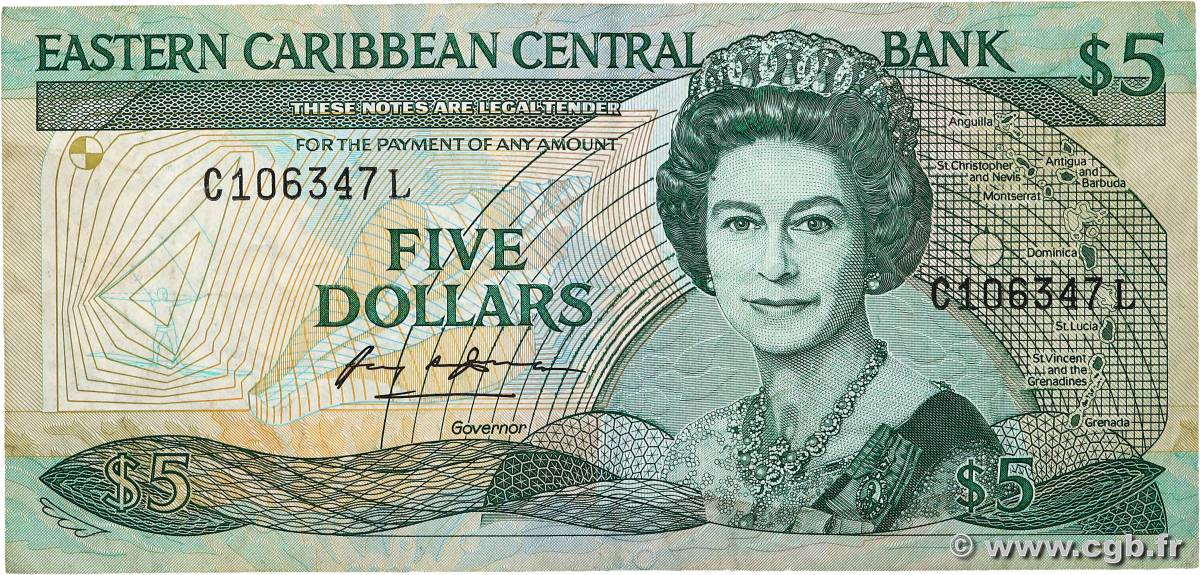 5 Dollars EAST CARIBBEAN STATES  1988 P.22l1 MB