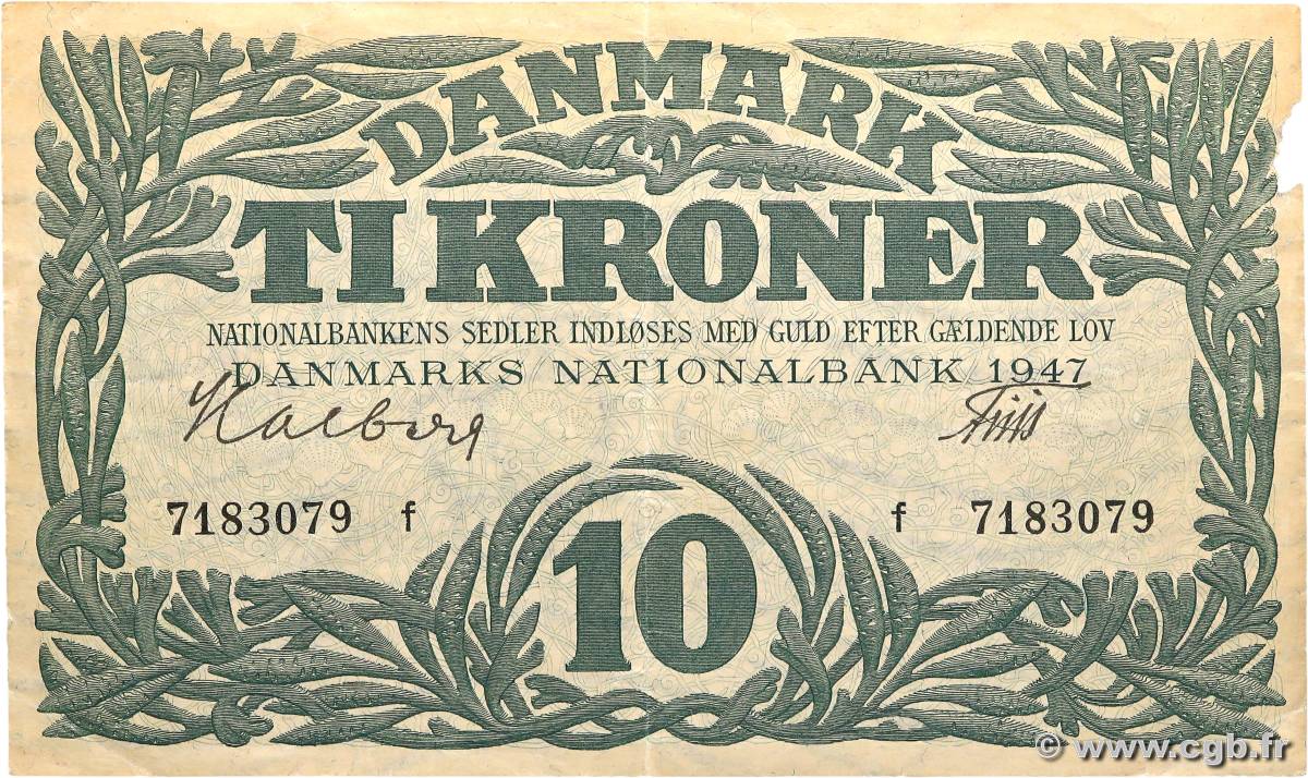 10 Kroner DANEMARK  1947 P.037f TTB