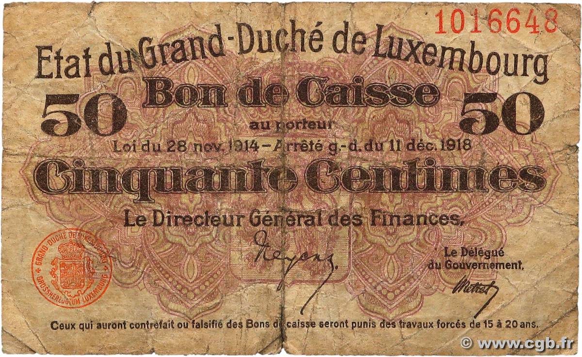 50 Centimes LUXEMBOURG  1919 P.26 B