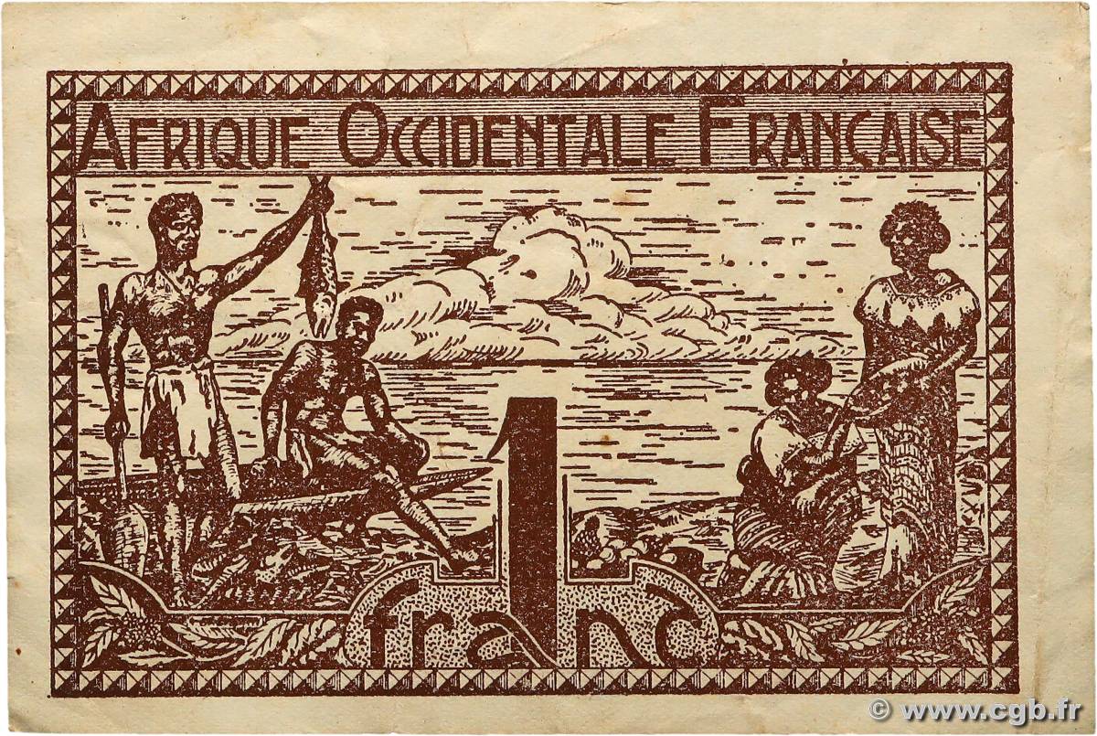 1 Franc FRENCH WEST AFRICA  1944 P.34a SS