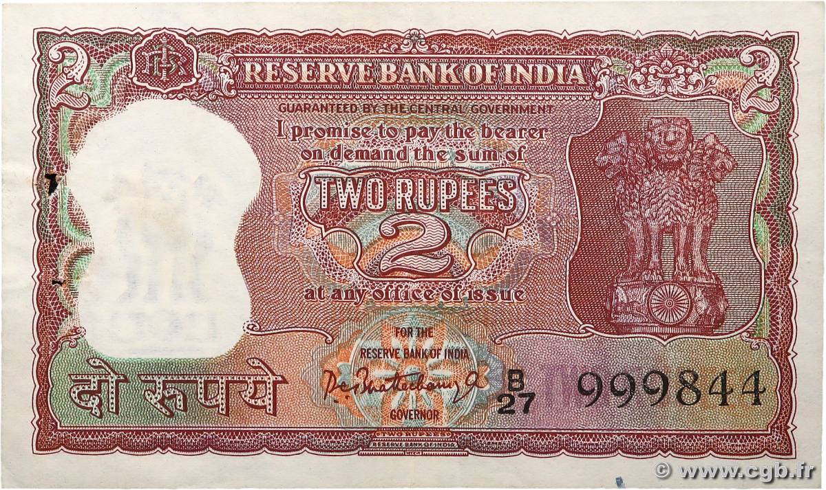 2 Rupees INDE  1962 P.051a SUP