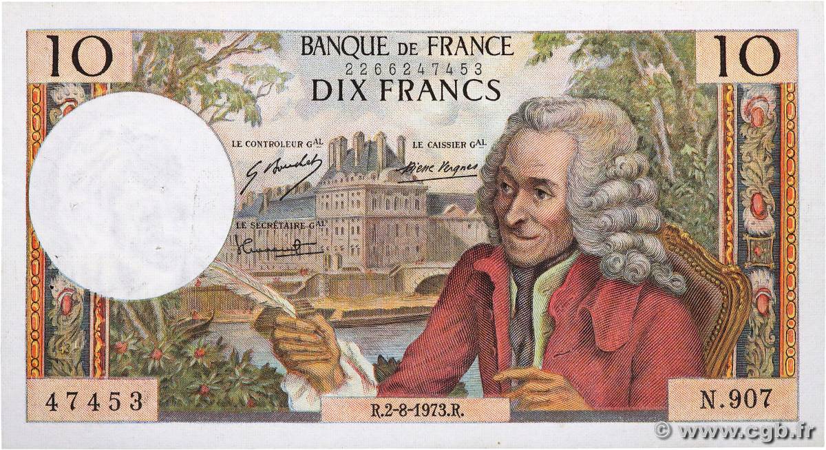 10 Francs VOLTAIRE FRANCE  1973 F.62.63 VF