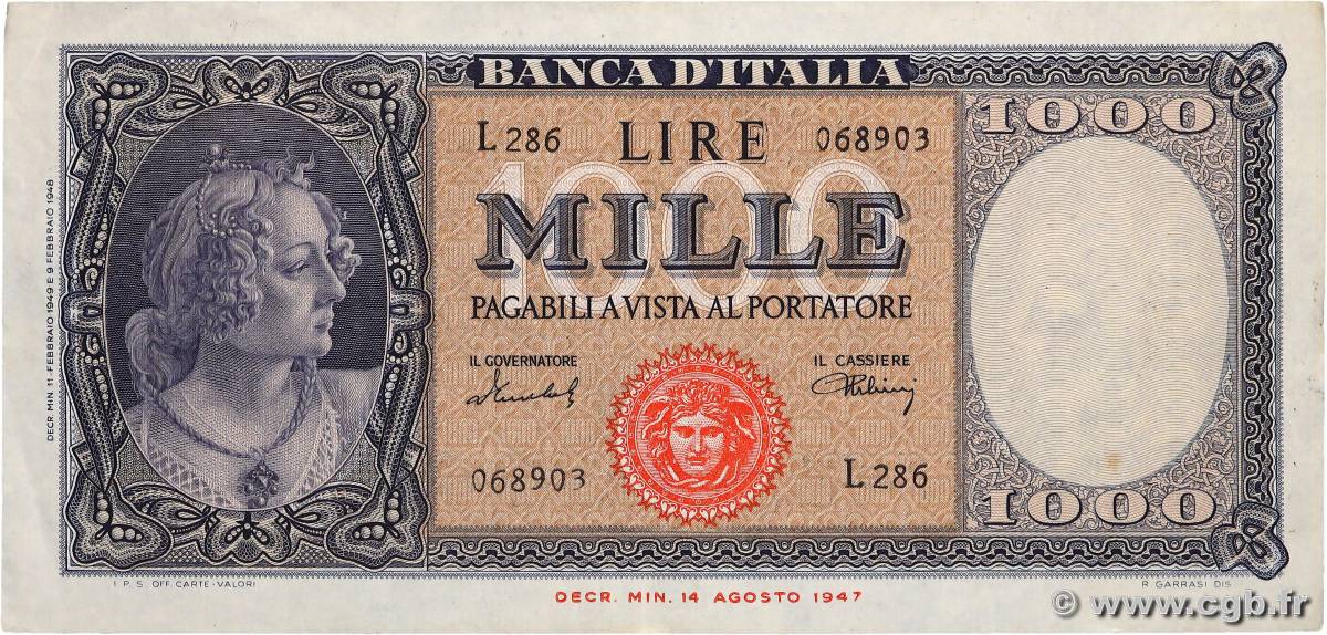 1000 Lire ITALIE  1949 P.088b TTB