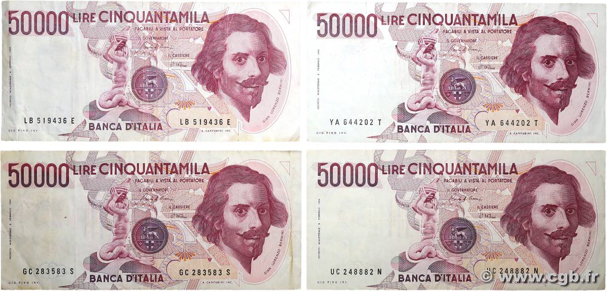 50000 Lire Lot ITALIA  1984 P.113a BC+