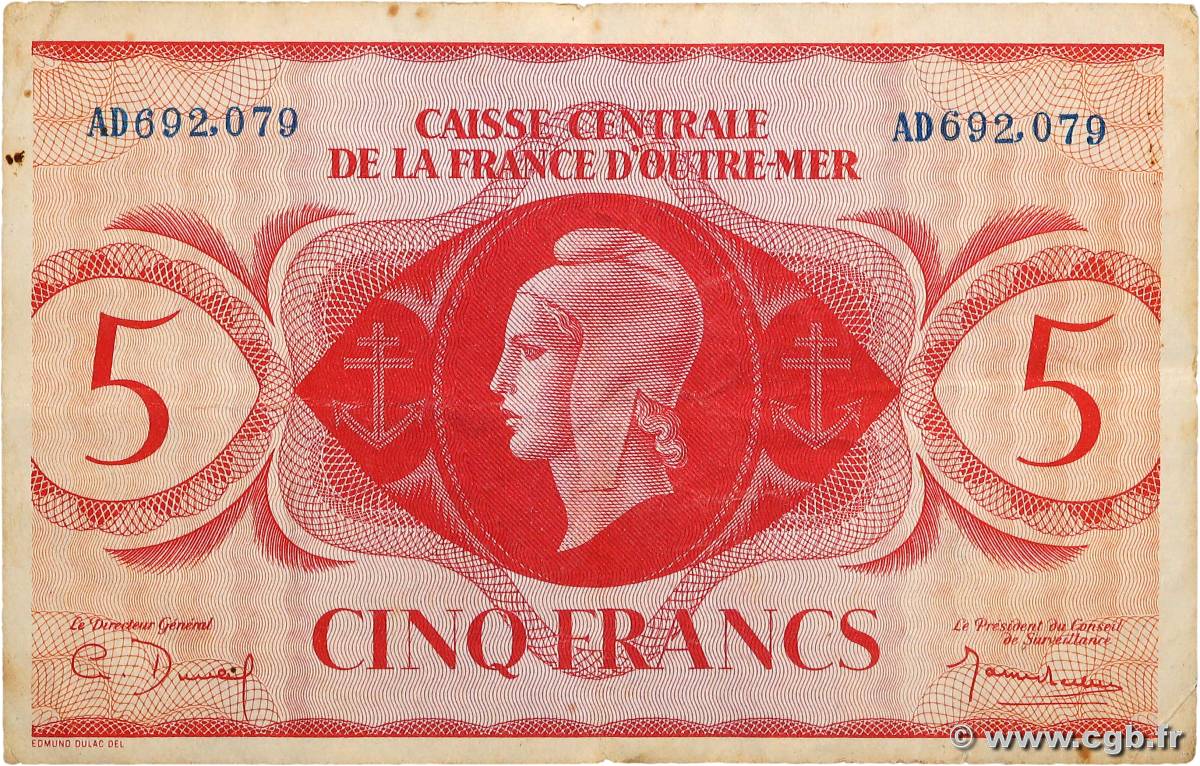 5 Francs AFRIQUE ÉQUATORIALE FRANÇAISE  1944 P.15a SS