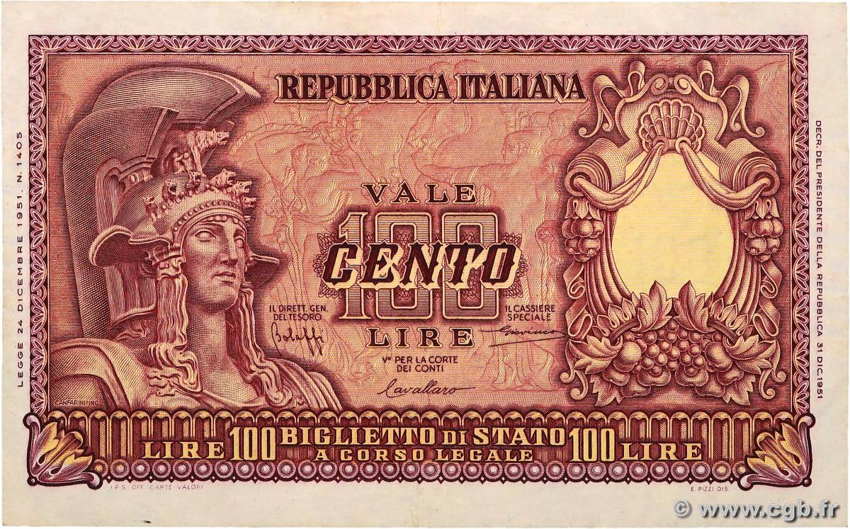 100 Lire ITALY  1951 P.092b VF+