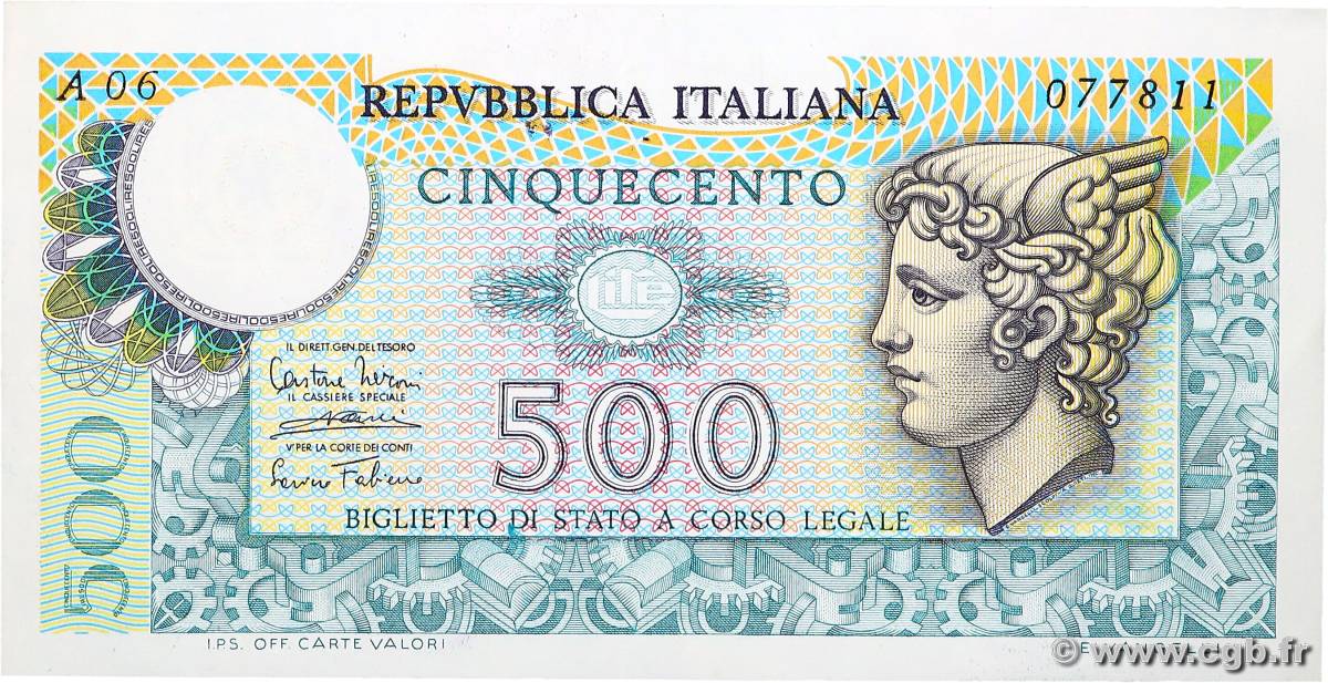 500 Lire ITALY  1974 P.094 XF+