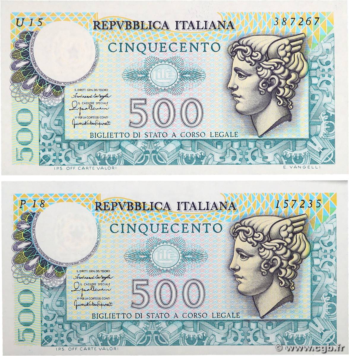 500 Lire Lot ITALIEN  1976 P.095 ST