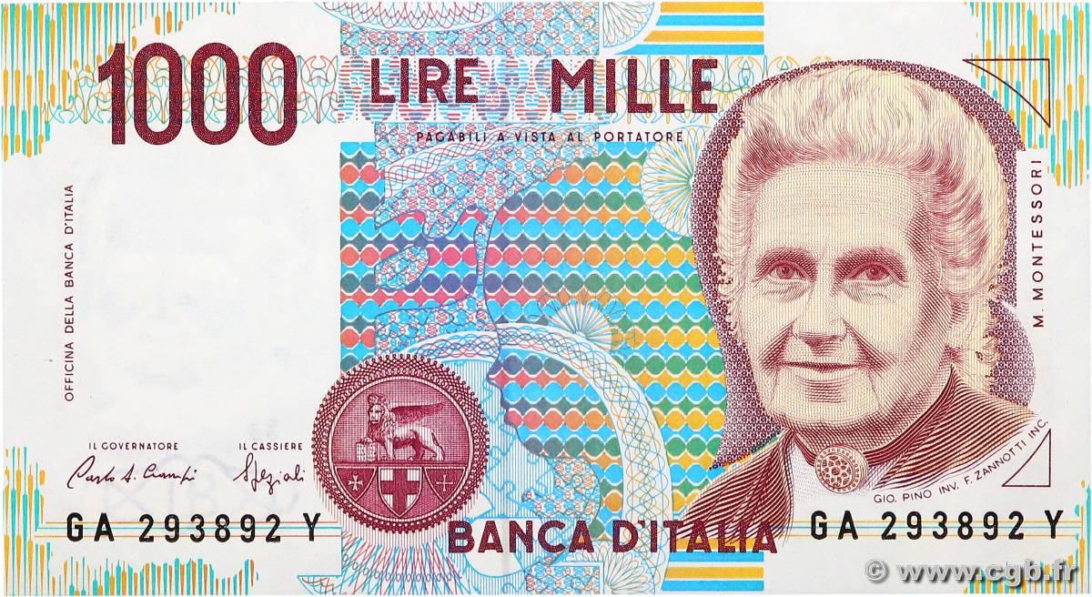 1000 Lire ITALY  1990 P.114a AU+