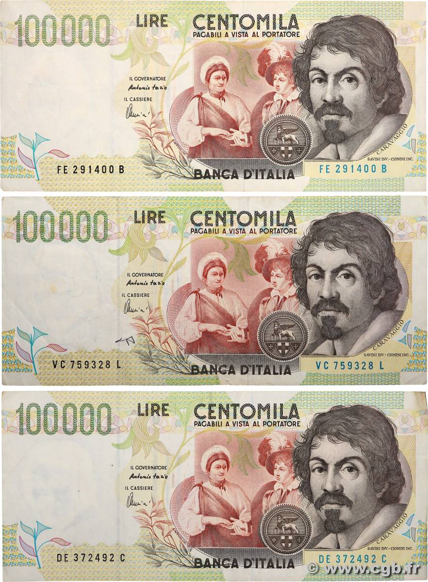 100000 Lire Lot ITALY  1994 P.117a VF-