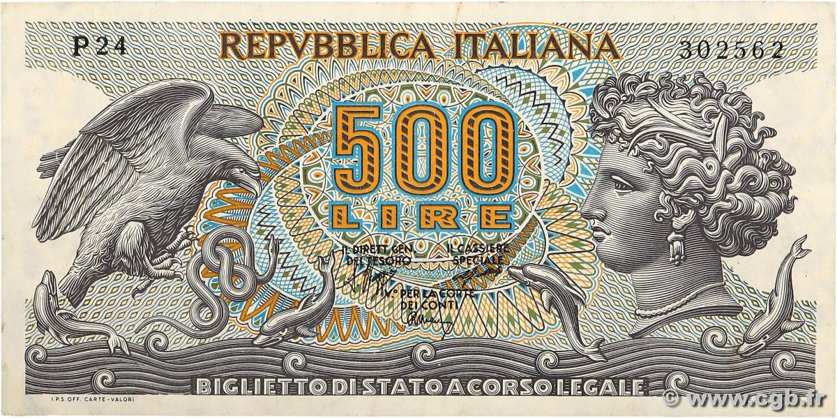 500 Lire ITALY  1970 P.093a VF