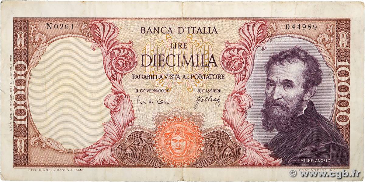 10000 Lire ITALIEN  1966 P.097c SS