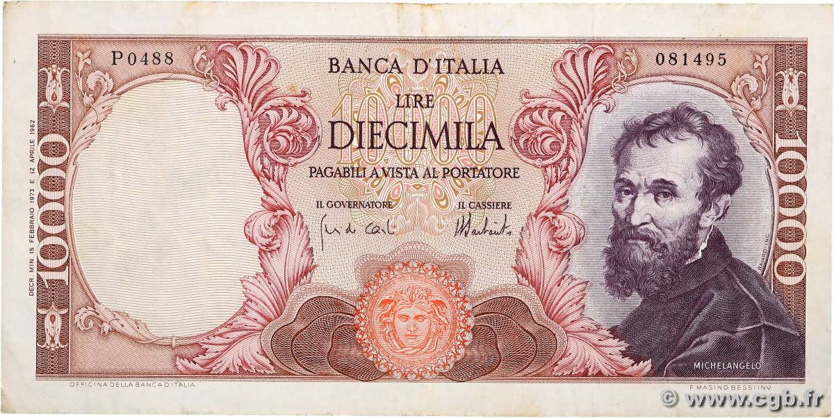 10000 Lire ITALIEN  1973 P.097f SS