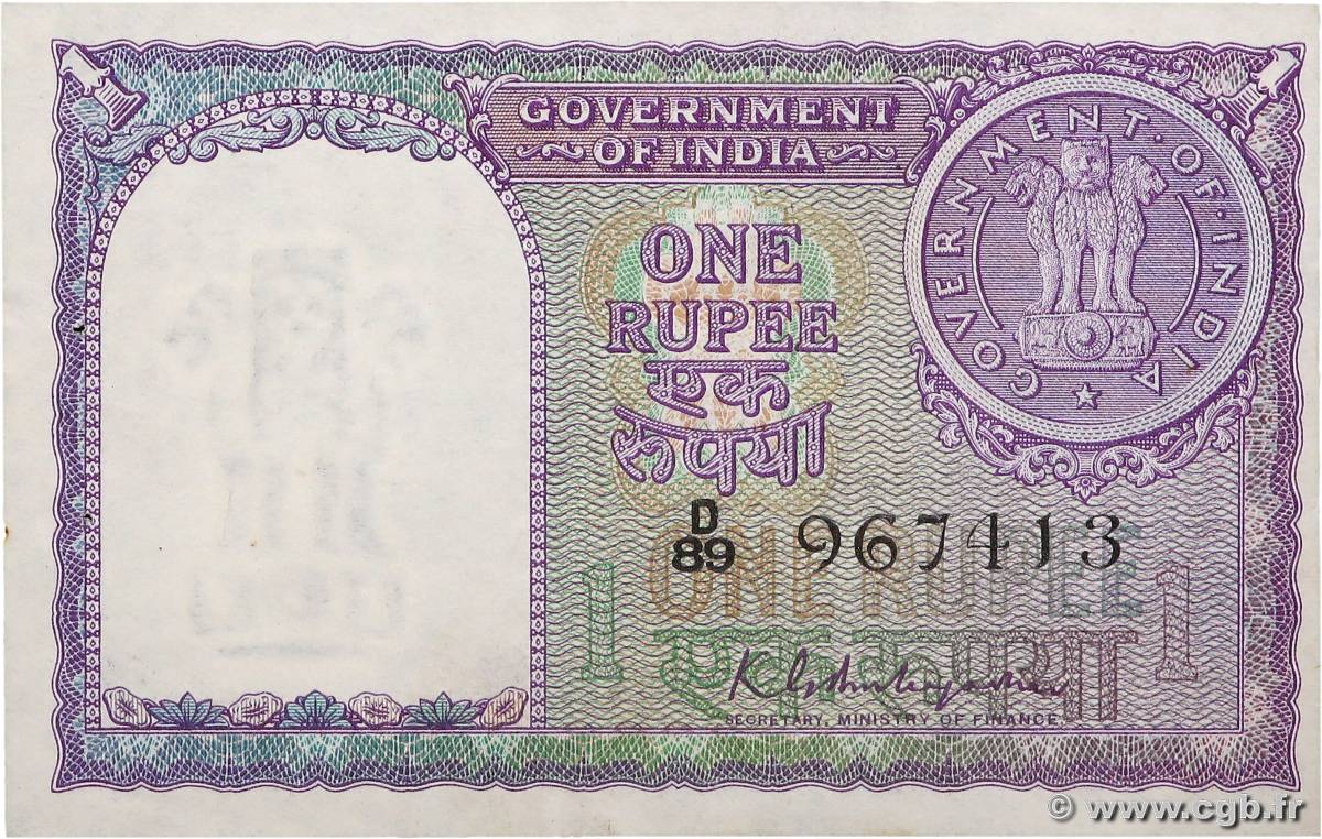 1 Rupee INDIA  1951 P.073 XF