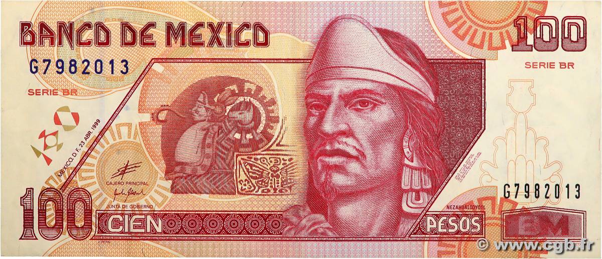 100 Pesos MEXICO  1999 P.108d MBC+