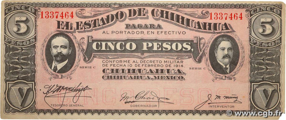 5 Pesos MEXICO  1914 PS.0531f q.SPL