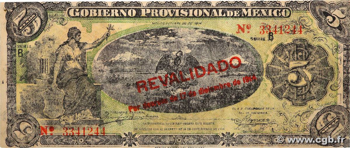 5 Pesos MEXICO  1914 PS.0702b AU