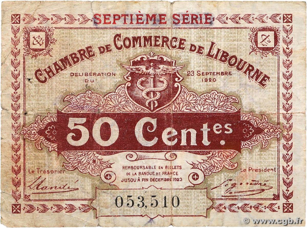 50 Centimes FRANCE régionalisme et divers Libourne 1920 JP.072.32 TB